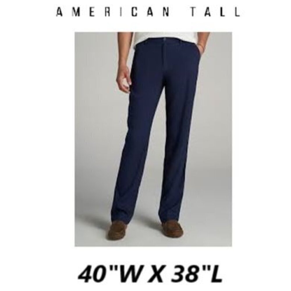 American Tall - Men's Linen Blend Casual Pants for Tall Men -Summer Blue. (1623)